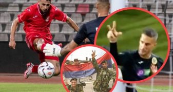 Info Shqip: Portieri serb provokon tifozët dhe lojtarët e Partizanit, shiheni gjestin e tij! (VIDEO)